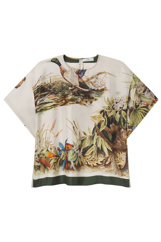 Woodland Print Short Sleeve Top