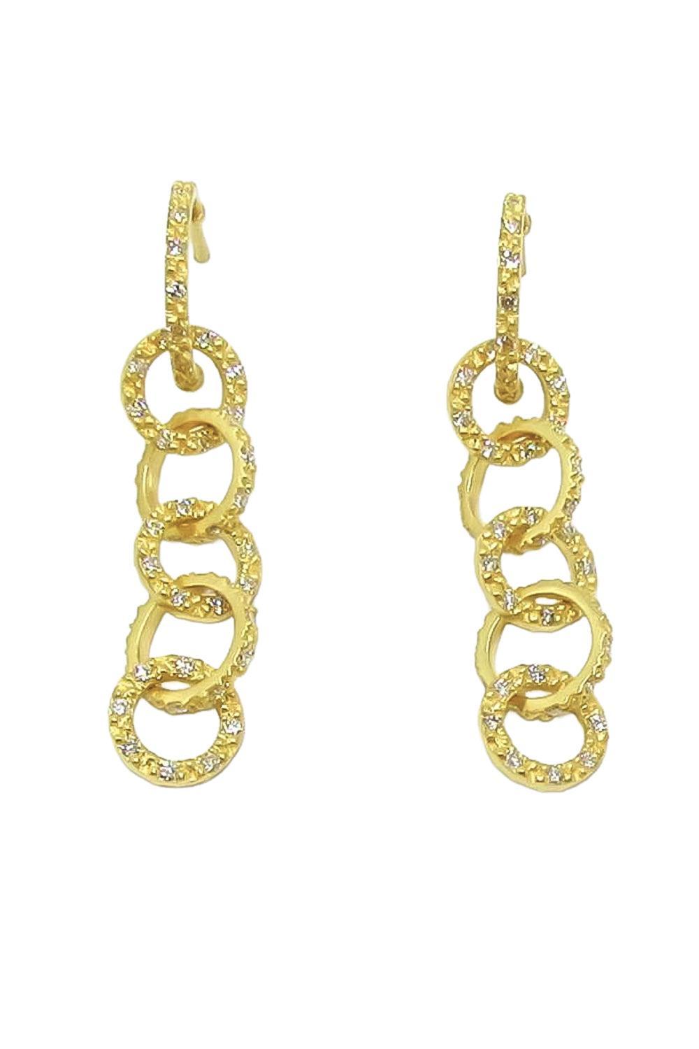 Diamond Link Design Earrings-YELLOW GOLD-JEWELRYFINE JEWELEARRING-COOMI