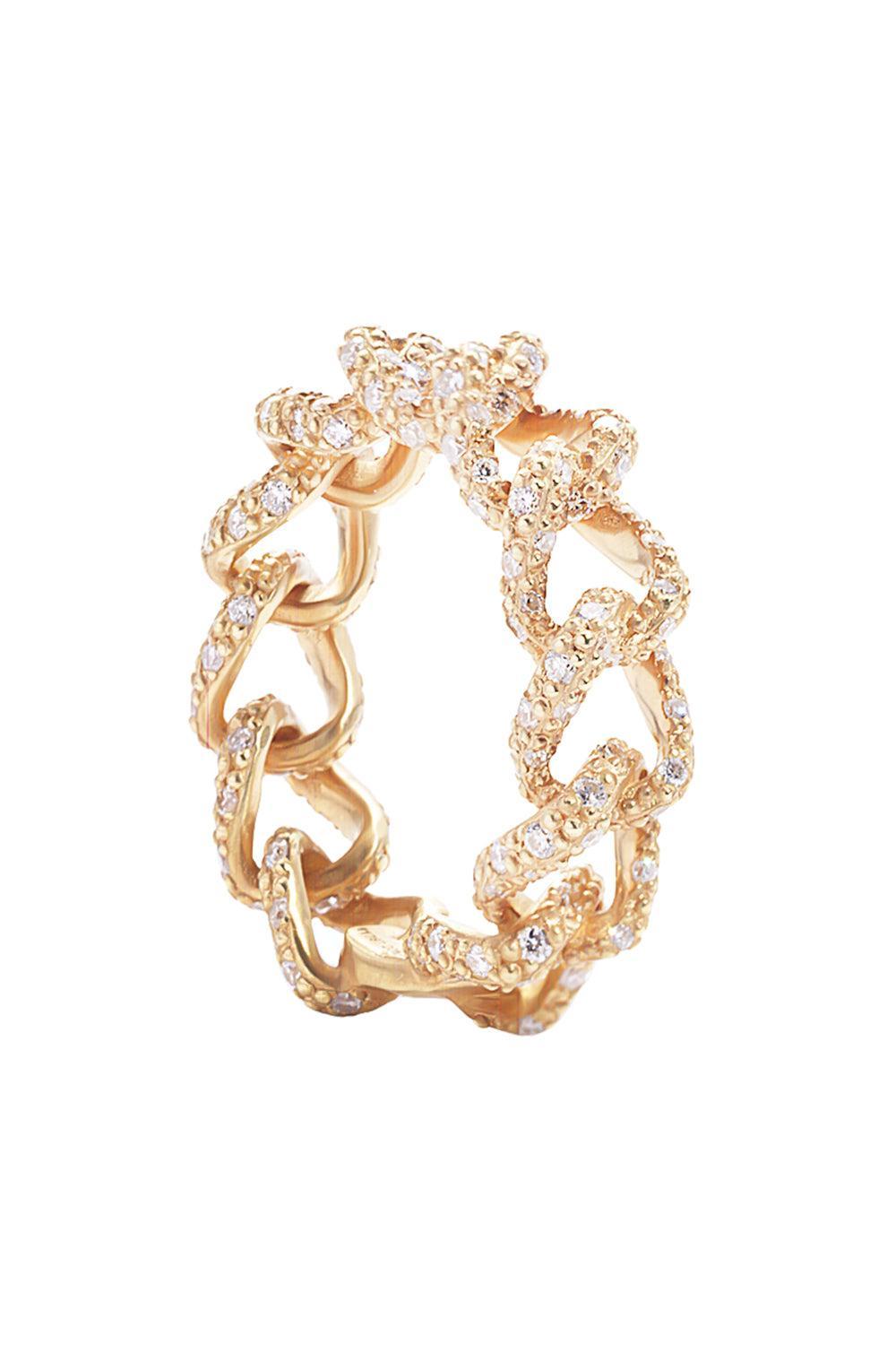 Diamond Link Design Ring-YELLOW GOLD-7-JEWELRYFINE JEWELRING-COOMI