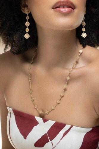 Diamond Motif Trinetra Necklace-YELLOW GOLD-32-JEWELRYFINE JEWELNECKLACE O-COOMI