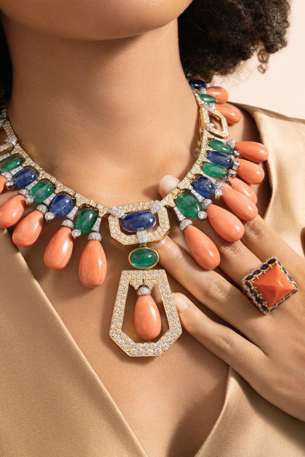 Coral Sapphire Maharaja Couture Necklace-YELLOW GOLD-JEWELRYFINE JEWELNECKLACE O-DAVID WEBB