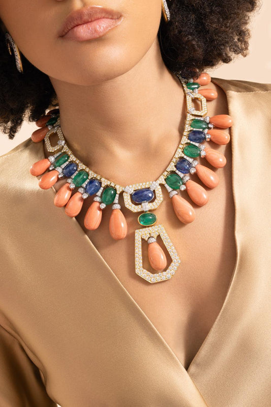 Coral Sapphire Maharaja Couture Necklace-YELLOW GOLD-JEWELRYFINE JEWELNECKLACE O-DAVID WEBB
