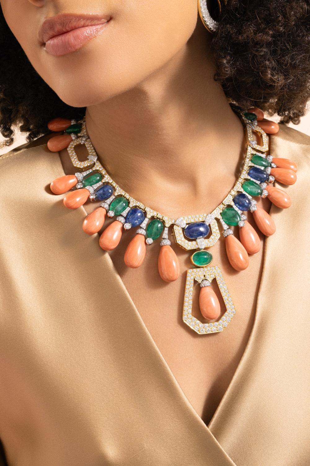 Coral Sapphire Maharaja Couture Necklace-YELLOW GOLD-JEWELRYFINE JEWELNECKLACE O-DAVID WEBB