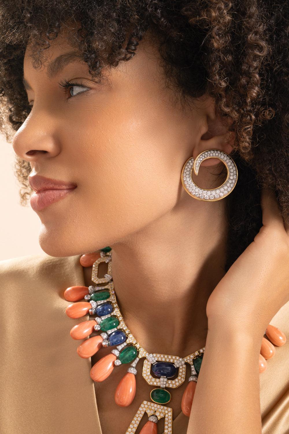 Diamond Loop Earrings-YELLOW GOLD-JEWELRYFINE JEWELEARRING-DAVID WEBB