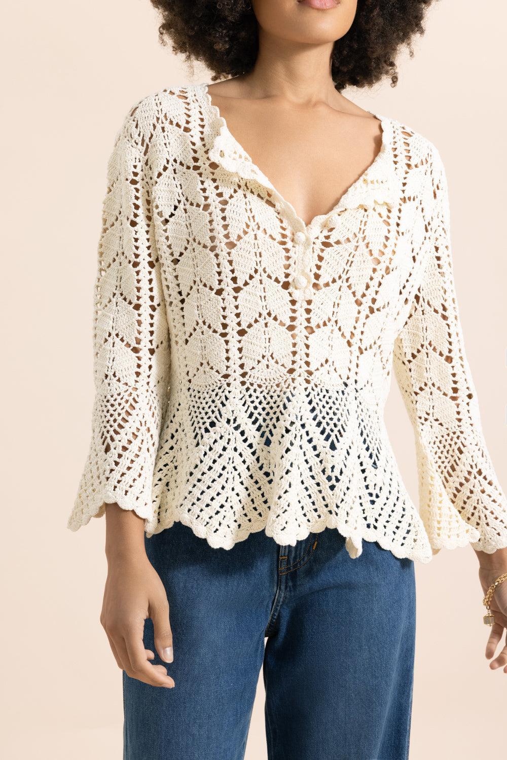 Awaken Lace Crochet Top-CREAM-0-CLOTHINGTOPBLOUSE-ZIMMERMANN