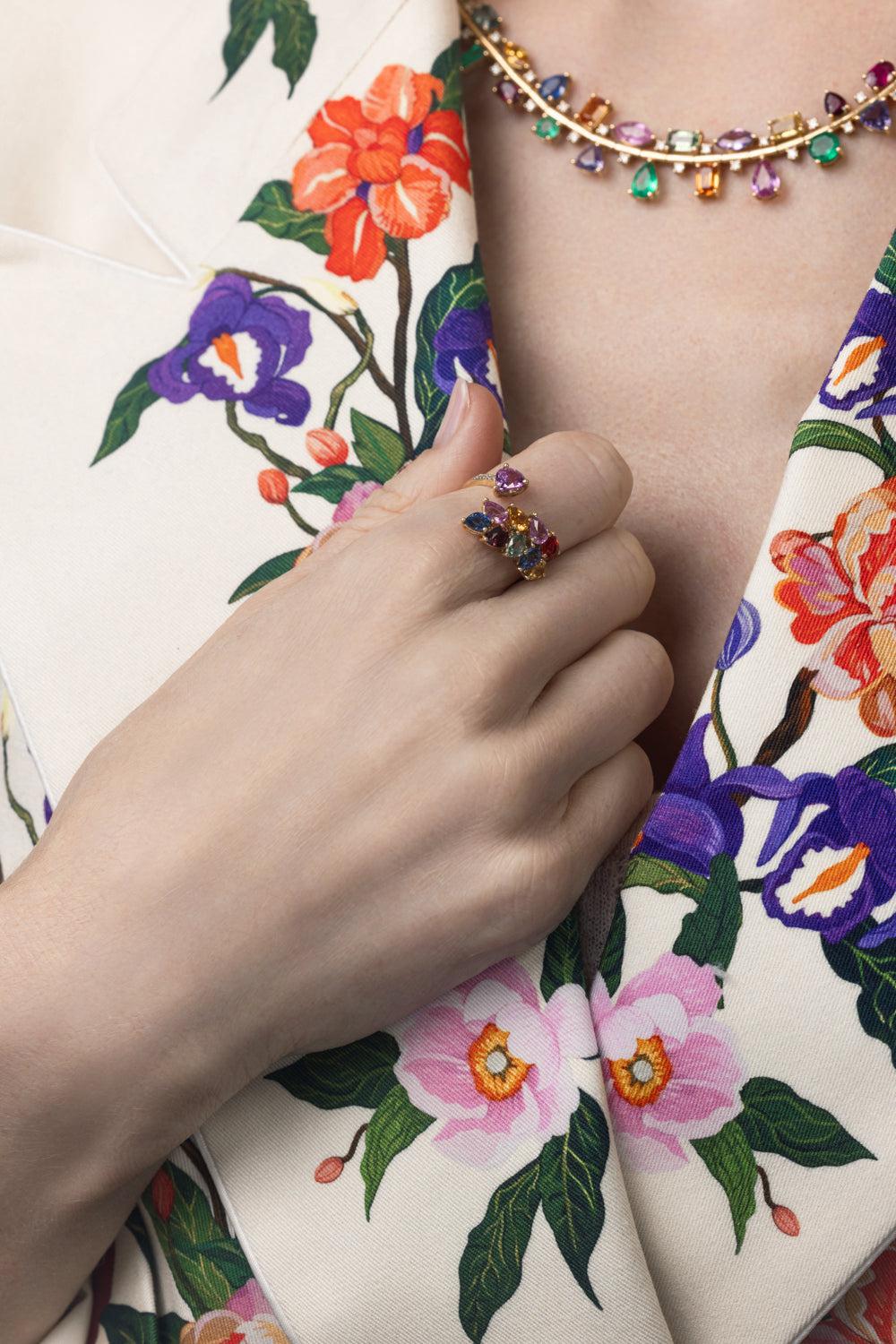 Desert Blooms Rainbow Ring-YELLOW GOLD-6.5-JEWELRYFINE JEWELRING-RUCHI NEW YORK