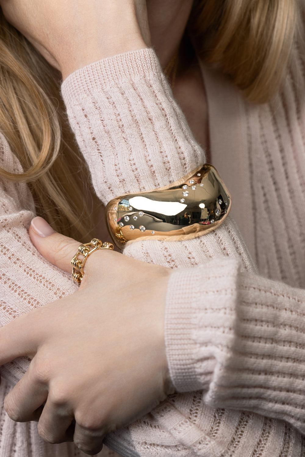 Wide Julian Wave Cuff Bracelet-YELLOW GOLD-6-JEWELRYFINE JEWELBRACELET O-WALTERS FAITH