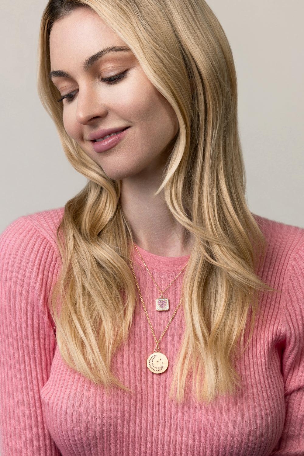 Medium Moon And Stars Locket Necklace-YELLOW GOLD-JEWELRYFINE JEWELNECKLACE O-DEVON WOODHILL