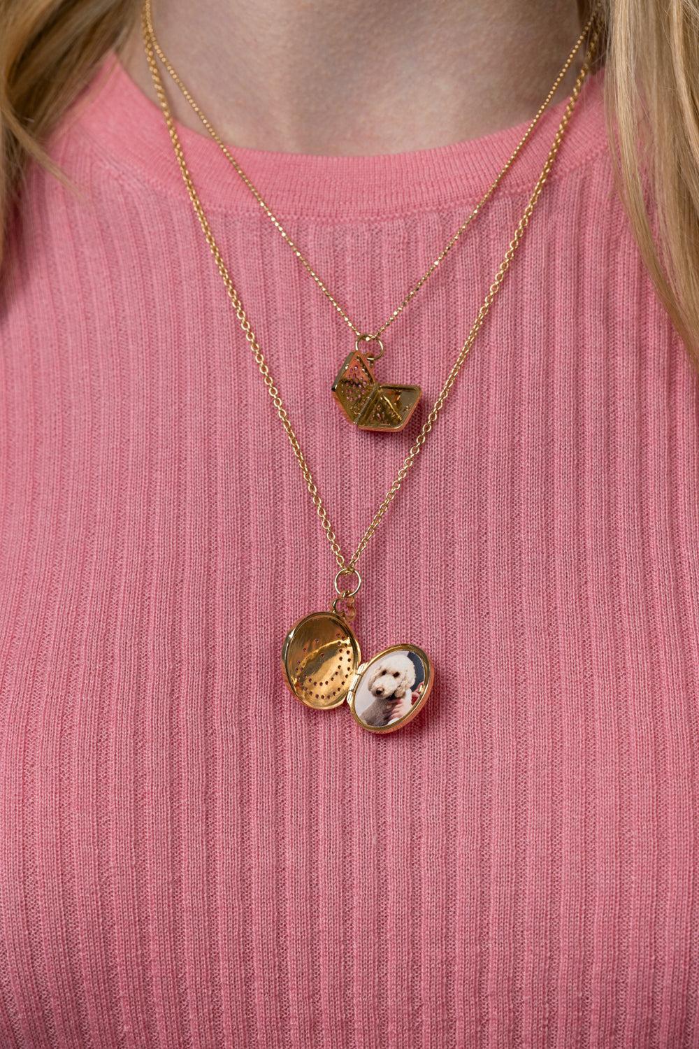 Medium Moon And Stars Locket Necklace-YELLOW GOLD-JEWELRYFINE JEWELNECKLACE O-DEVON WOODHILL
