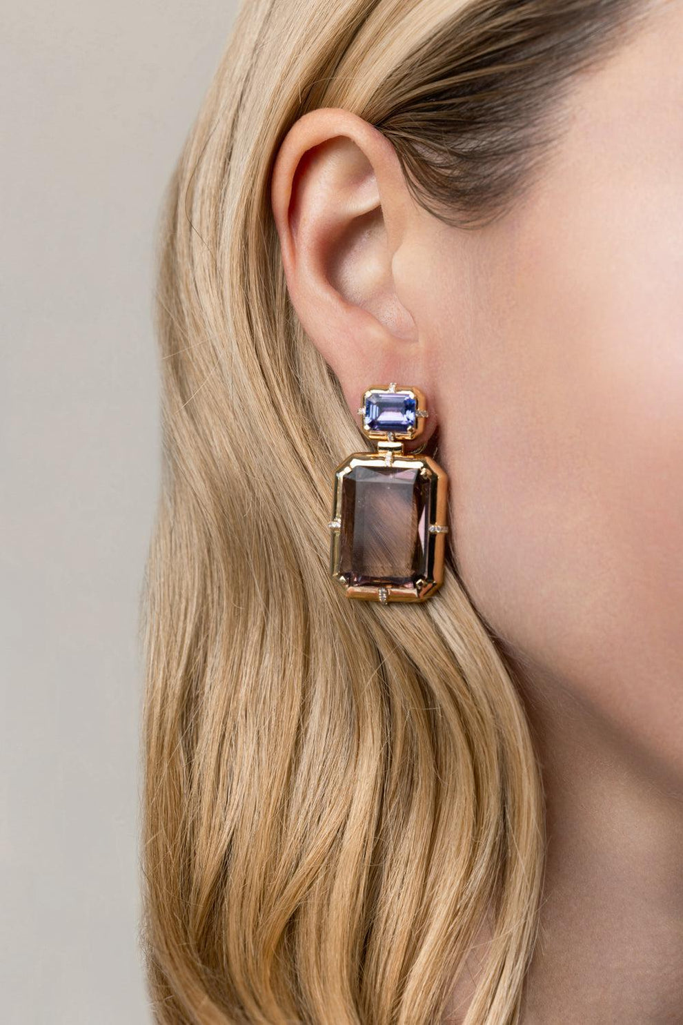 Two Tier Tanzanite Tourmaline G-One Earrings GOSHWARA – Marissa