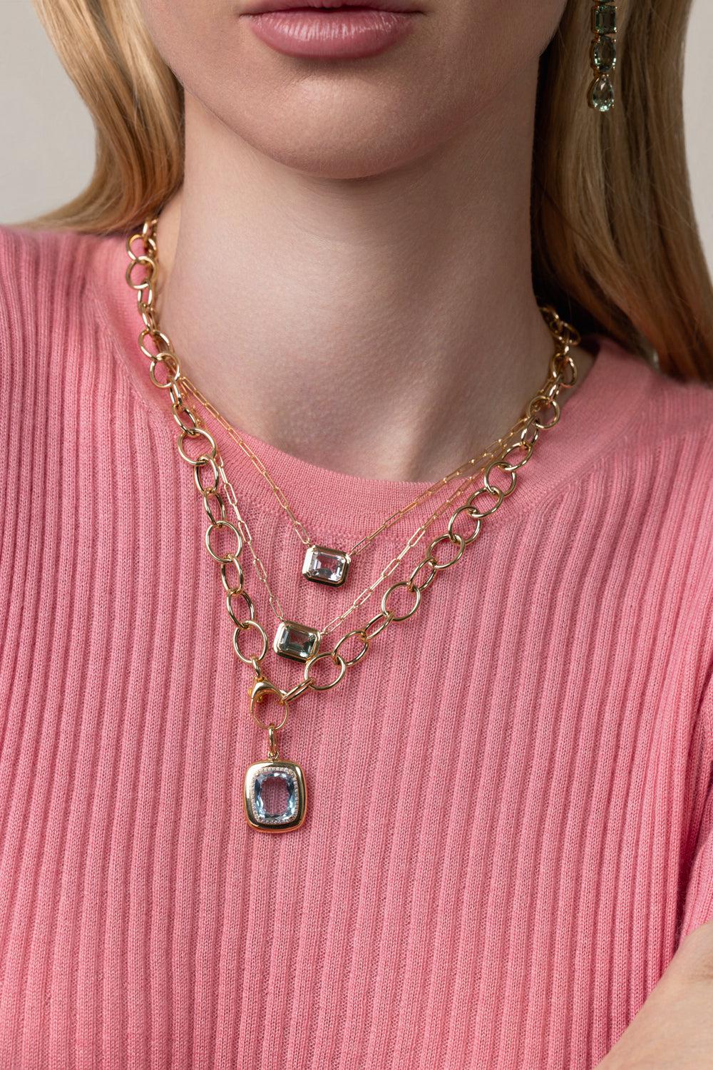 Prasiolite Manhattan Pendant Necklace-YELLOW GOLD-16-JEWELRYFINE JEWELNECKLACE O-GOSHWARA