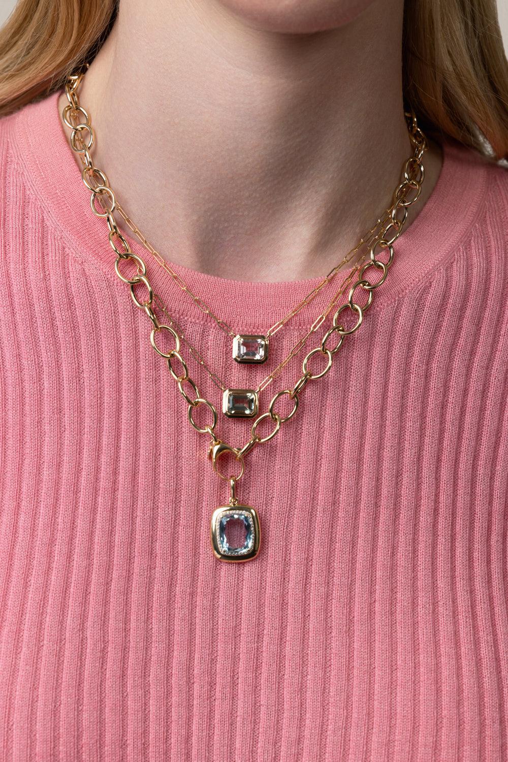 Prasiolite Manhattan Pendant Necklace-YELLOW GOLD-16-JEWELRYFINE JEWELNECKLACE O-GOSHWARA