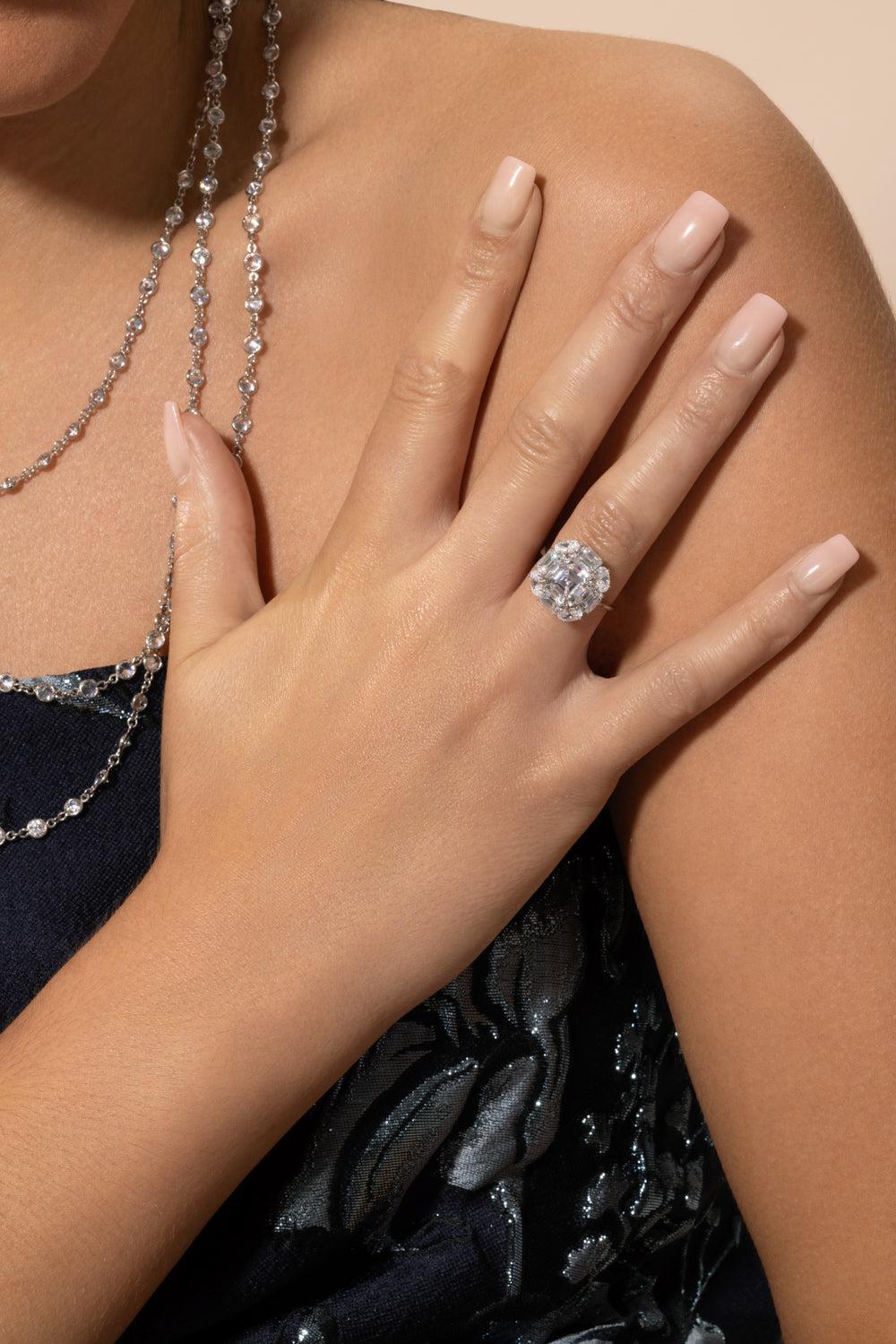 Cushion Cut Center Halo Ring-WHITE-6.5-JEWELRYBOUTIQUERING-FANTASIA by DESERIO