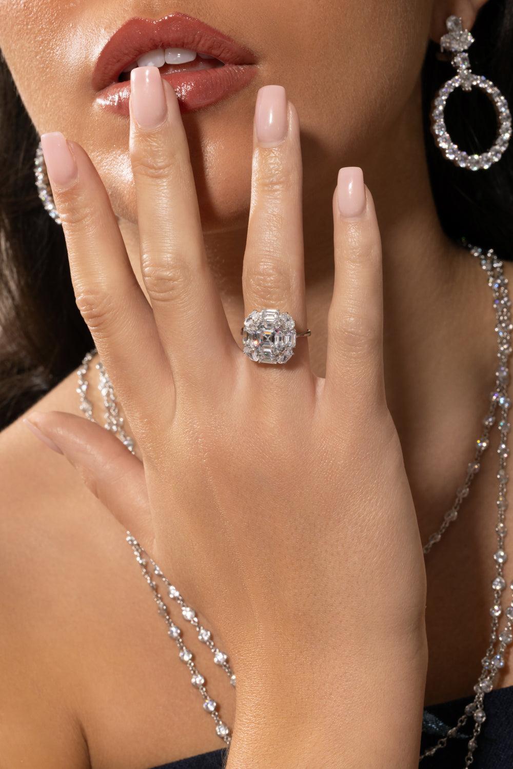 Cushion Cut Center Halo Ring-WHITE-6.5-JEWELRYBOUTIQUERING-FANTASIA by DESERIO