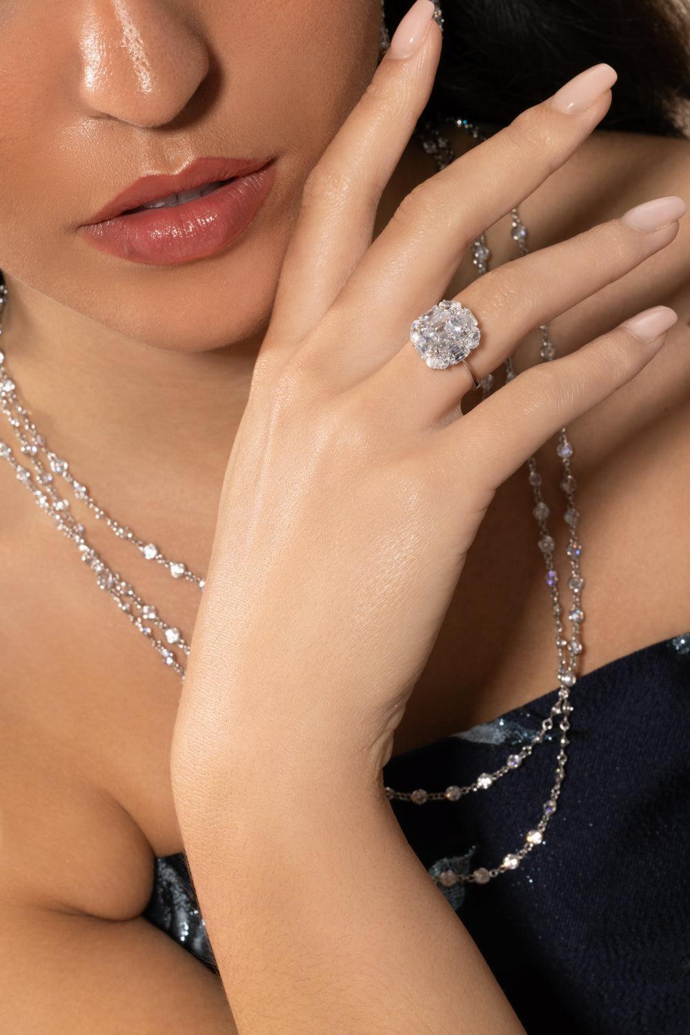 Cushion Cut Center Halo Ring-WHITE-6.5-JEWELRYBOUTIQUERING-FANTASIA by DESERIO