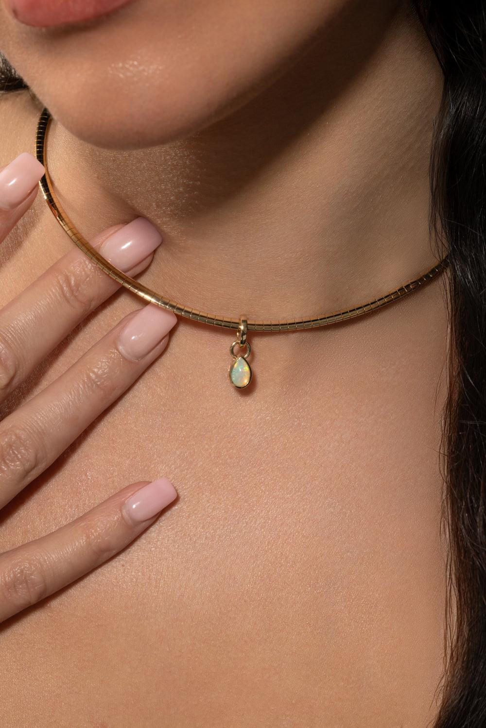 Small Forever And Always a Pair Opal Pear Pendant - Love-YELLOW GOLD-JEWELRYFINE JEWELPENDANT-FOUNDRAE