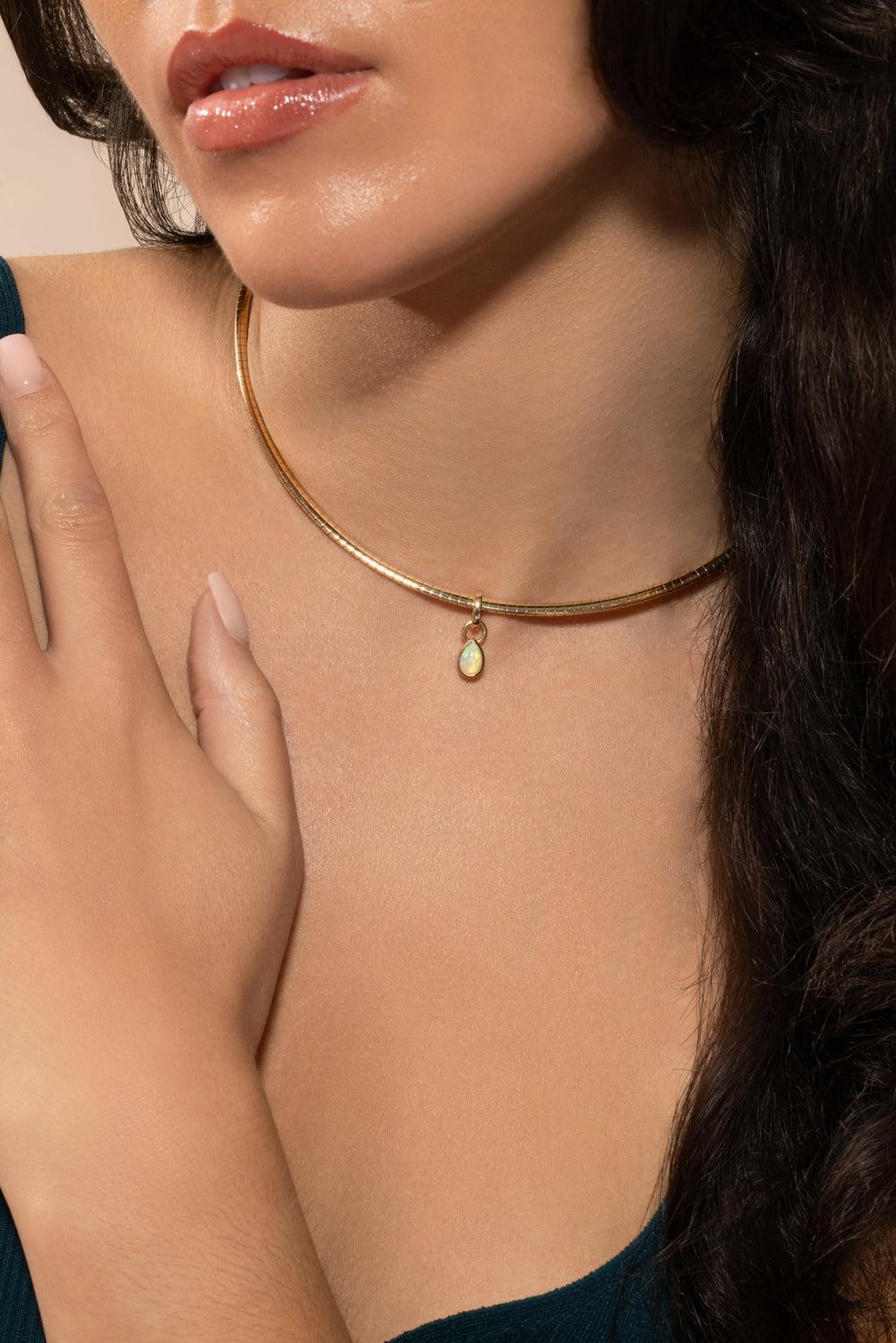 Small Forever And Always a Pair Opal Pear Pendant - Love-YELLOW GOLD-JEWELRYFINE JEWELPENDANT-FOUNDRAE