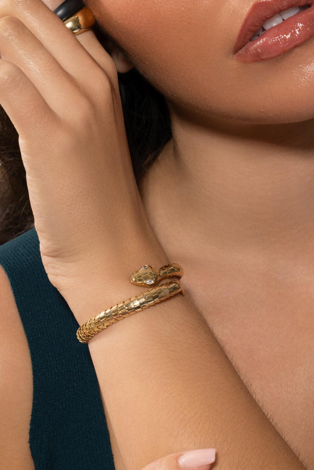 Diamond Mini Il Serpente Bracelet-YELLOW GOLD-JEWELRYFINE JEWELBRACELET O-SIDNEY GARBER