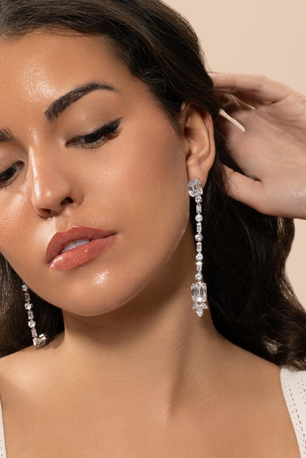 White Free Fall Drop Earrings-WHITE-JEWELRYBOUTIQUEEARRING-FANTASIA by DESERIO