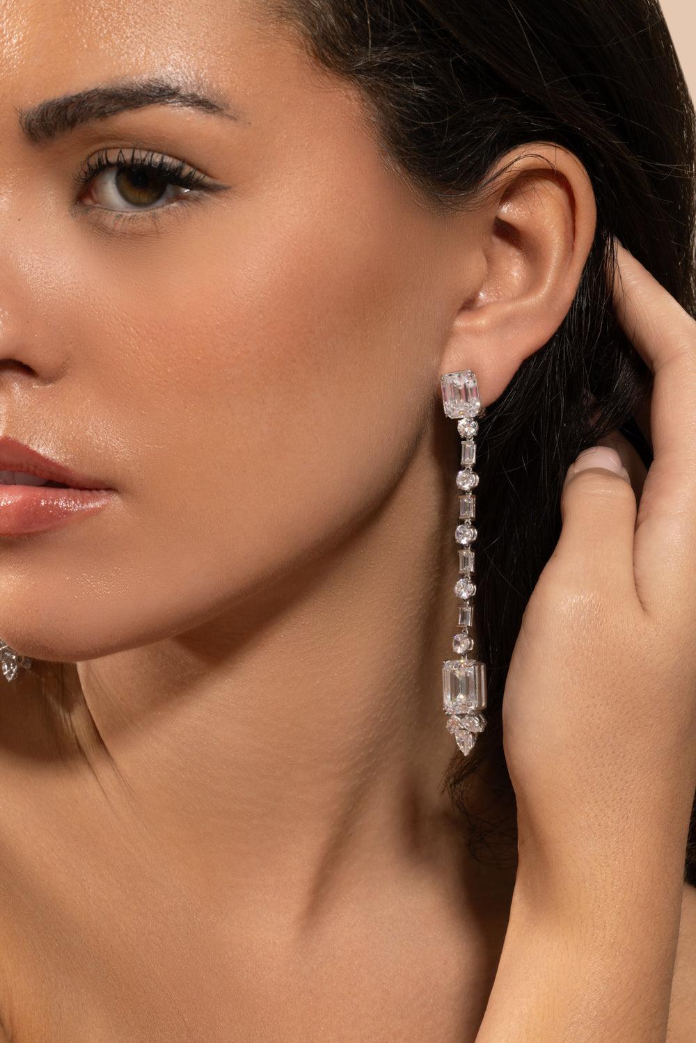 White Free Fall Drop Earrings-WHITE-JEWELRYBOUTIQUEEARRING-FANTASIA by DESERIO