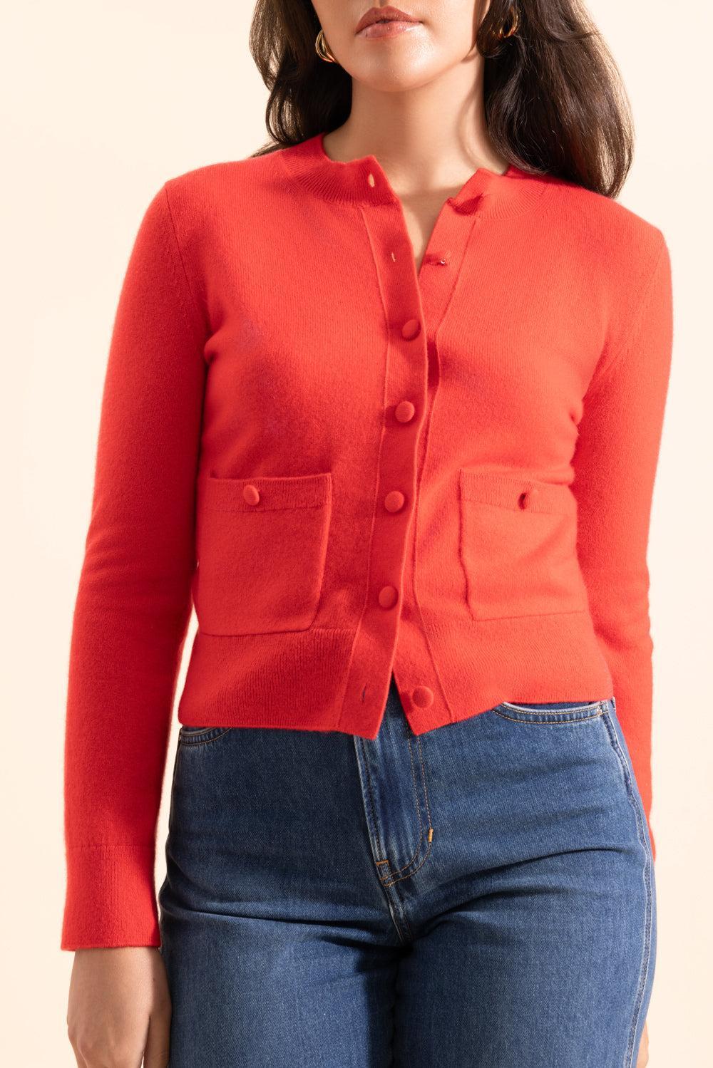 Button Front Cardigan-POPPY-XS-CLOTHINGTOPCARDIGAN-MONIQUE LHUILLIER