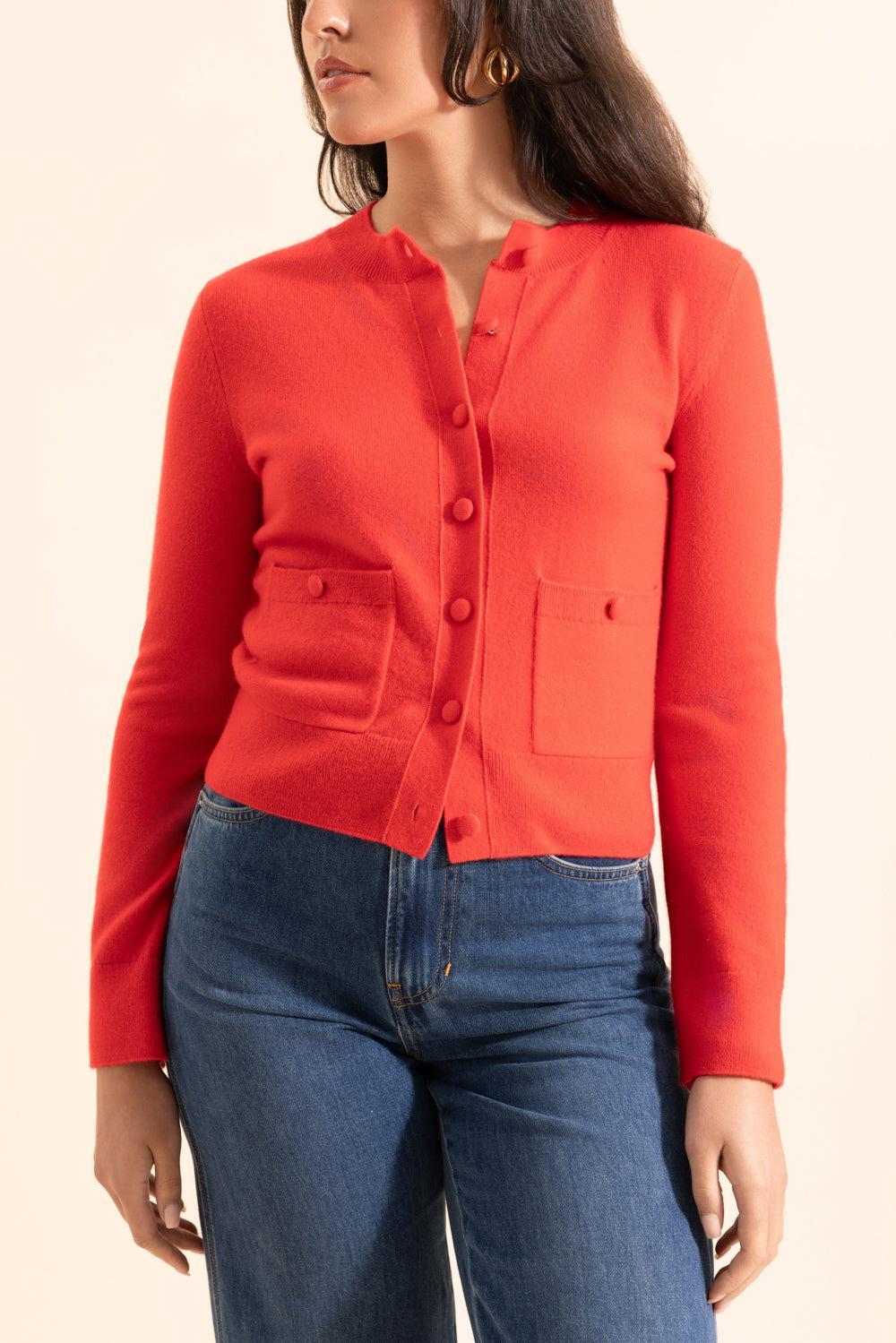 Button Front Cardigan-POPPY-XS-CLOTHINGTOPCARDIGAN-MONIQUE LHUILLIER