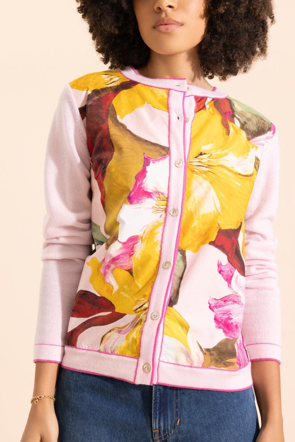Floral Knit Cardigan - Bergamo Print Pink-BRG PNK-XS-CLOTHINGTOPCARDIGAN-RANI ARABELLA