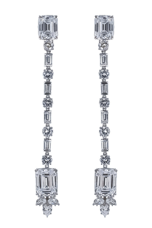 White Free Fall Drop Earrings