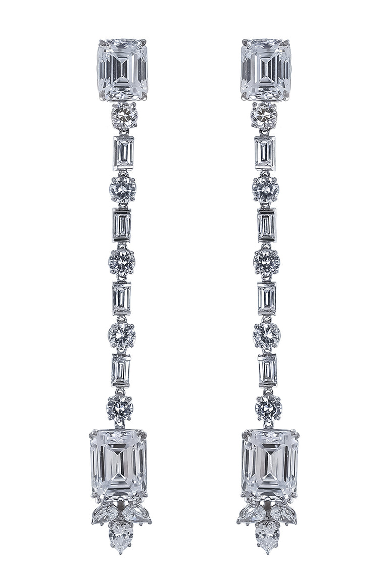 White Free Fall Drop Earrings