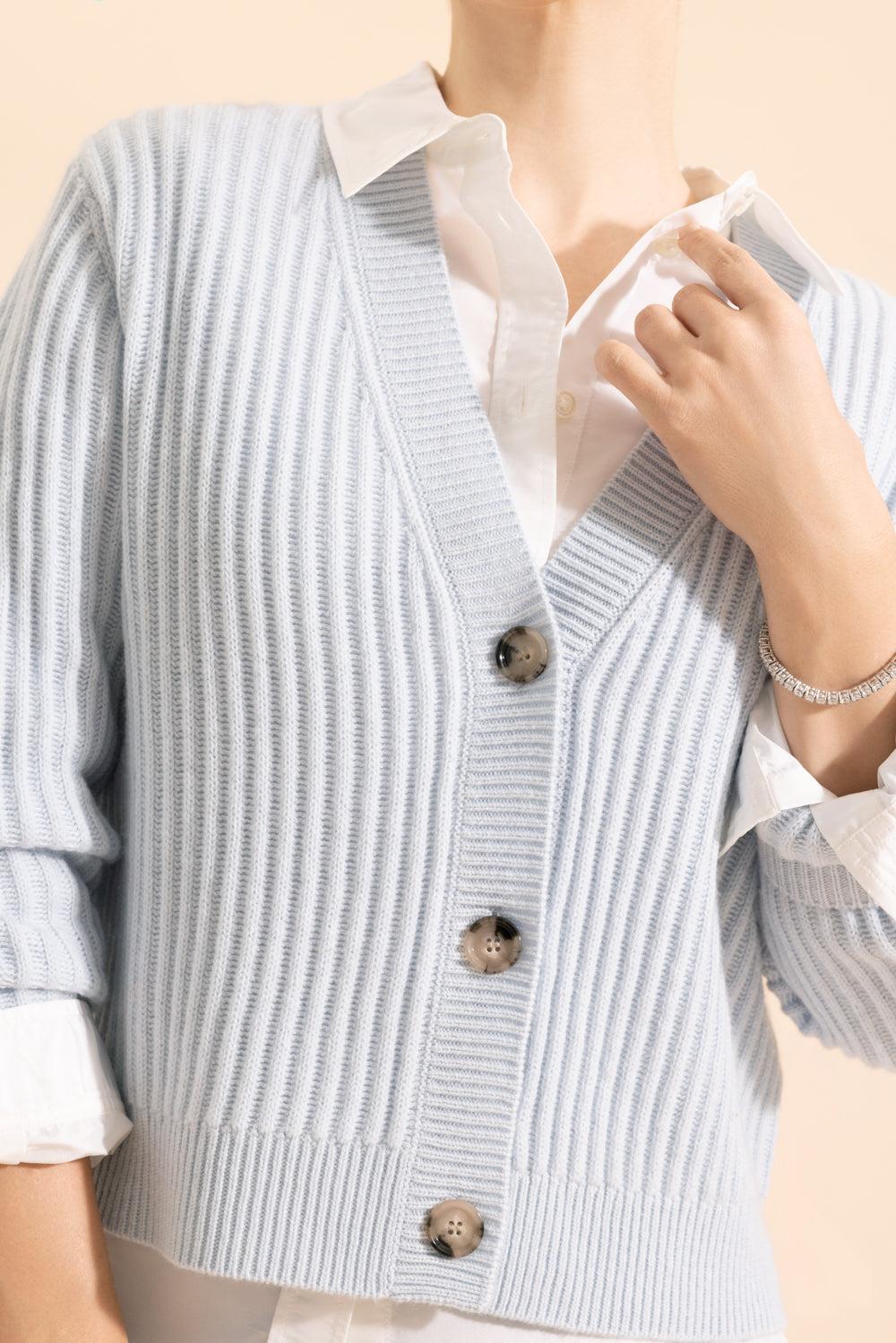 V Neck Cardigan - Daylight Shimmer-DAYLTSHM-XS-CLOTHINGTOPCARDIGAN-ALLUDE