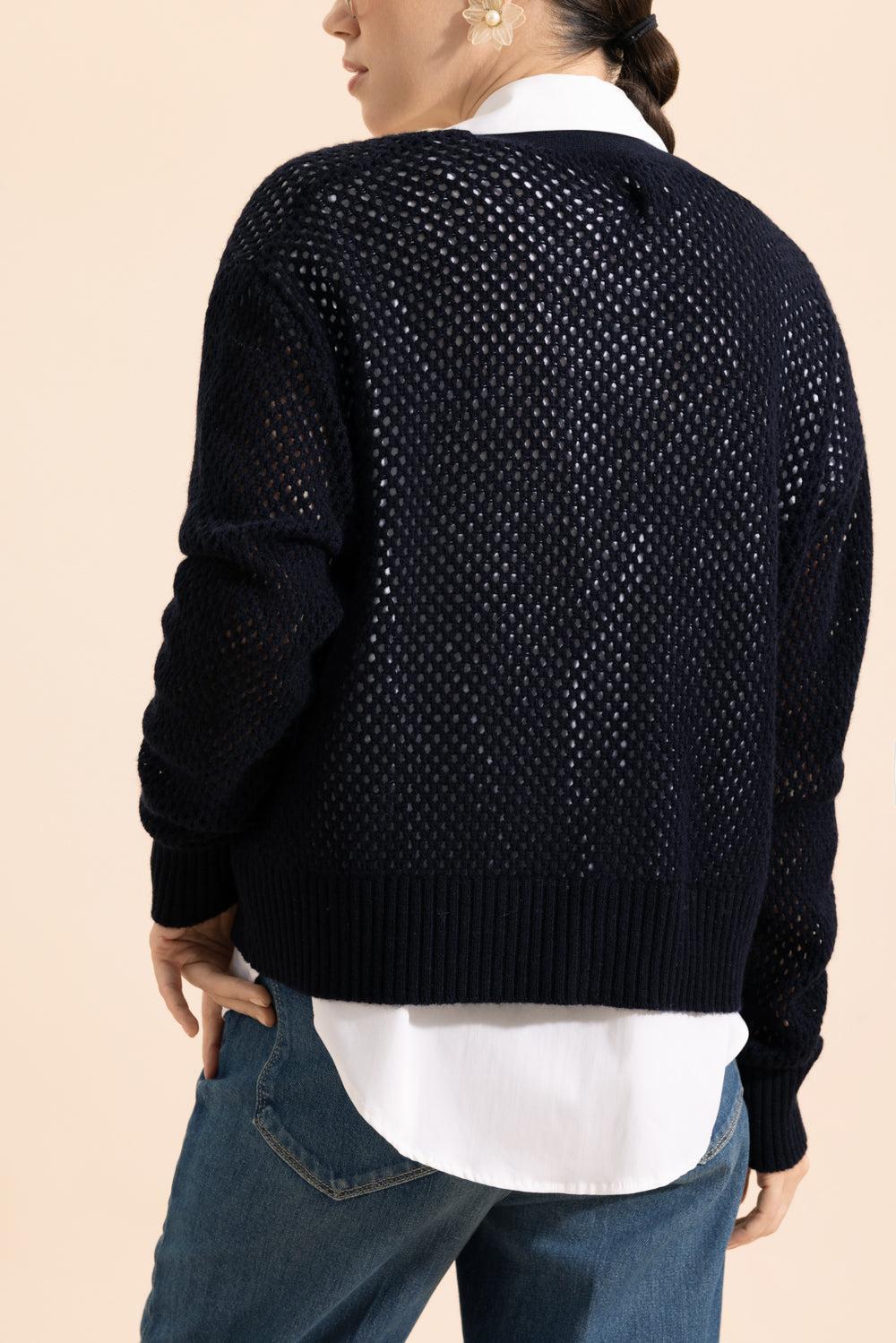 V Neck Cardigan - Deep Night-DEEPNGHT-XS-CLOTHINGTOPCARDIGAN-ALLUDE