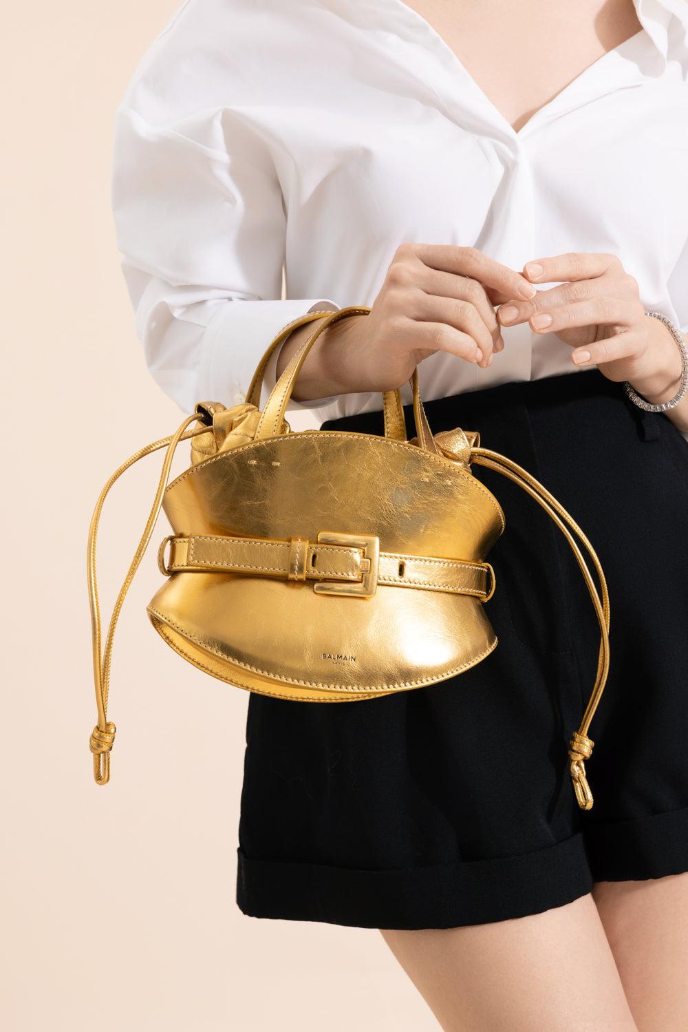 Shuffle Mini Bag-GOLD-HANDBAGSHOULDER-BALMAIN