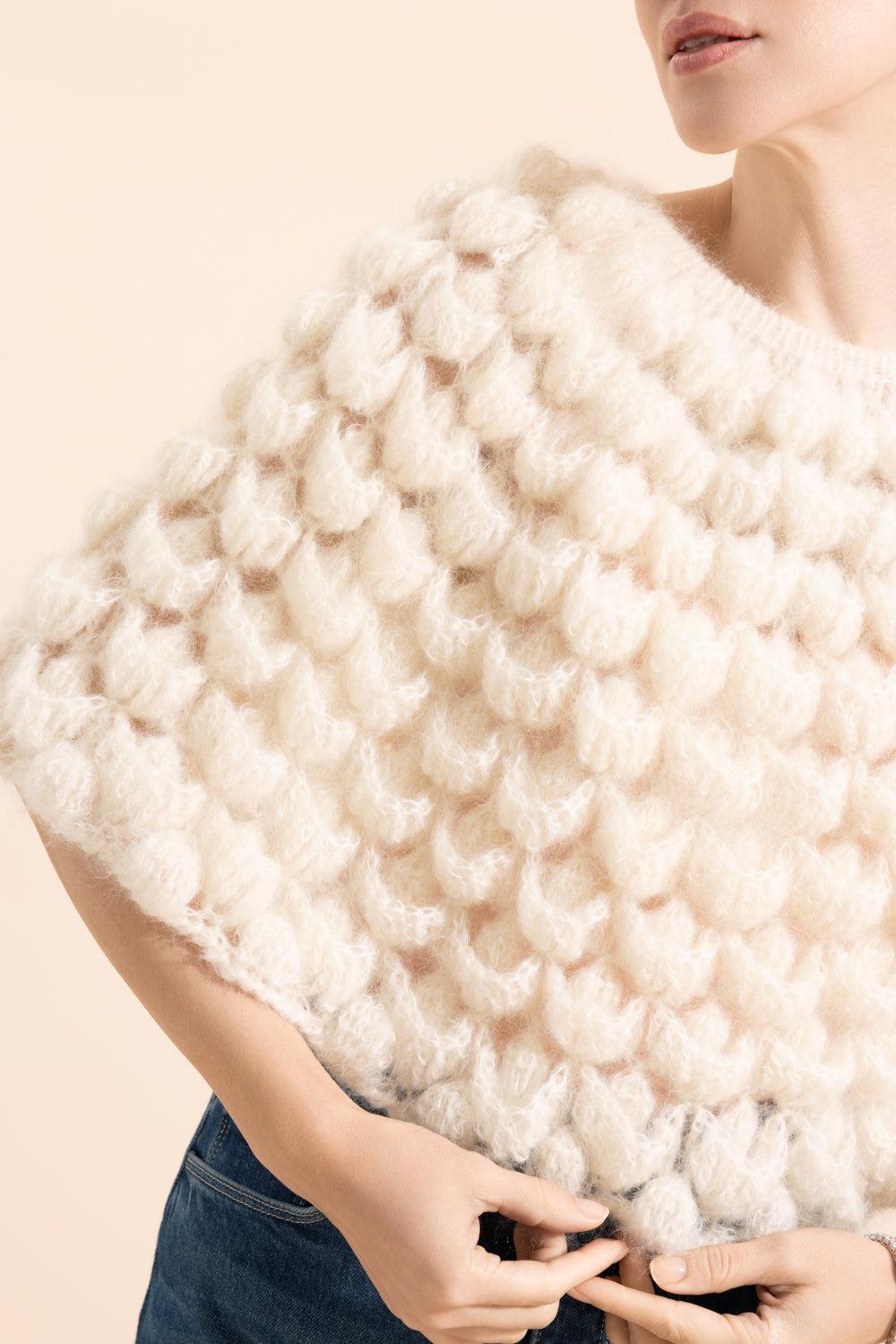 Tove Poncho - White-WHITE-O/S-CLOTHINGTOPPONCHO-LETANNE