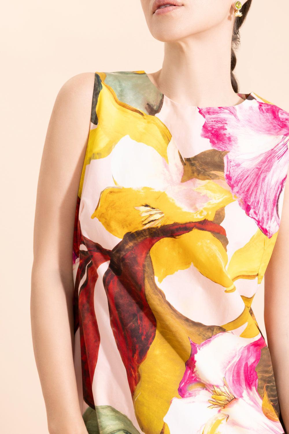 Floral Sleeveless Dress - Bergamo Print Pink-BRG PNK-XS-CLOTHINGDRESSCASUAL-RANI ARABELLA