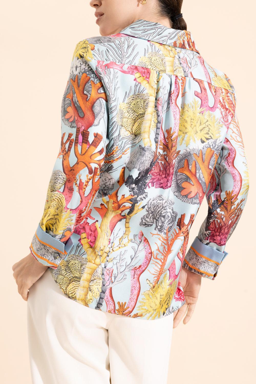 Straight Cut Collar Shirt-TURQ-XS-CLOTHINGTOPBLOUSE-RANI ARABELLA