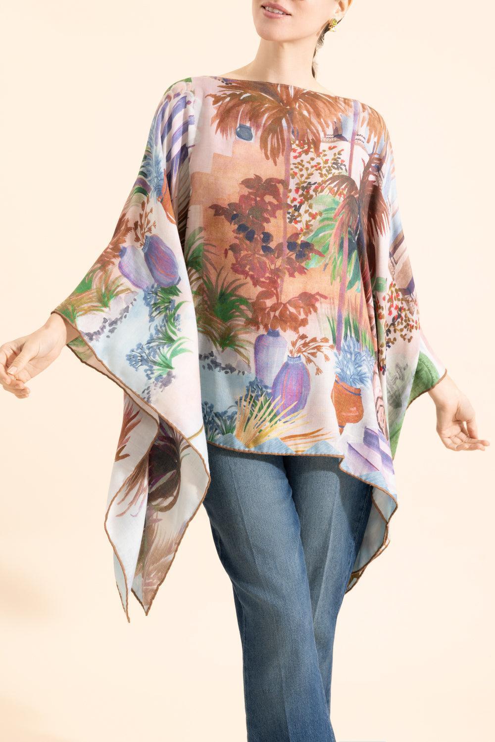 Printed Poncho - Roma Sky-ROMA SKY-O/S-CLOTHINGTOPPONCHO-RANI ARABELLA