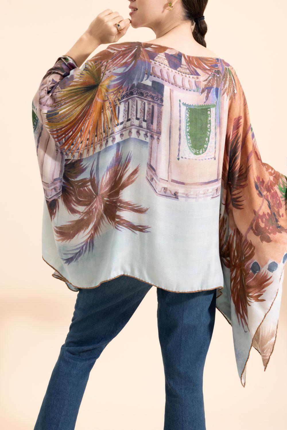 Printed Poncho - Roma Sky-ROMA SKY-O/S-CLOTHINGTOPPONCHO-RANI ARABELLA