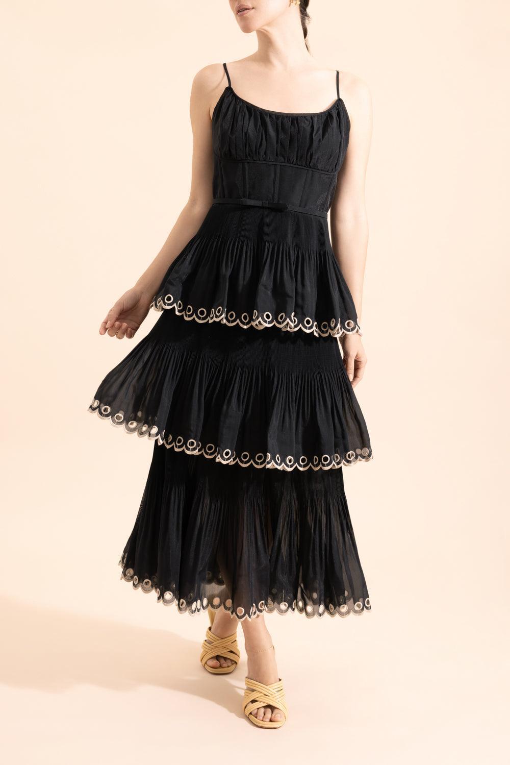 Embroidered Tiered Midi Dress-BLACK-1-CLOTHINGDRESSCASUAL-ZIMMERMANN