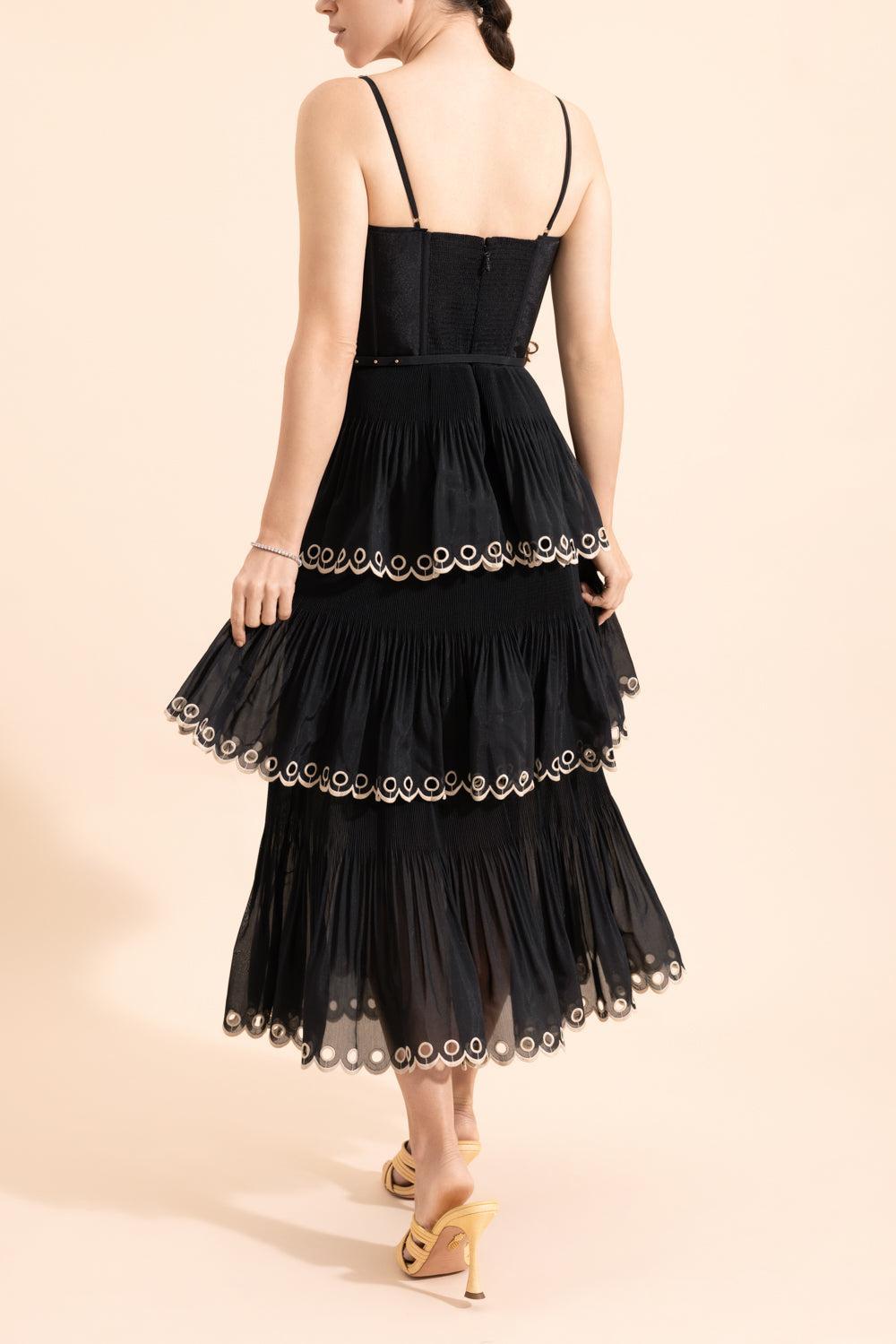 Embroidered Tiered Midi Dress-BLACK-1-CLOTHINGDRESSCASUAL-ZIMMERMANN