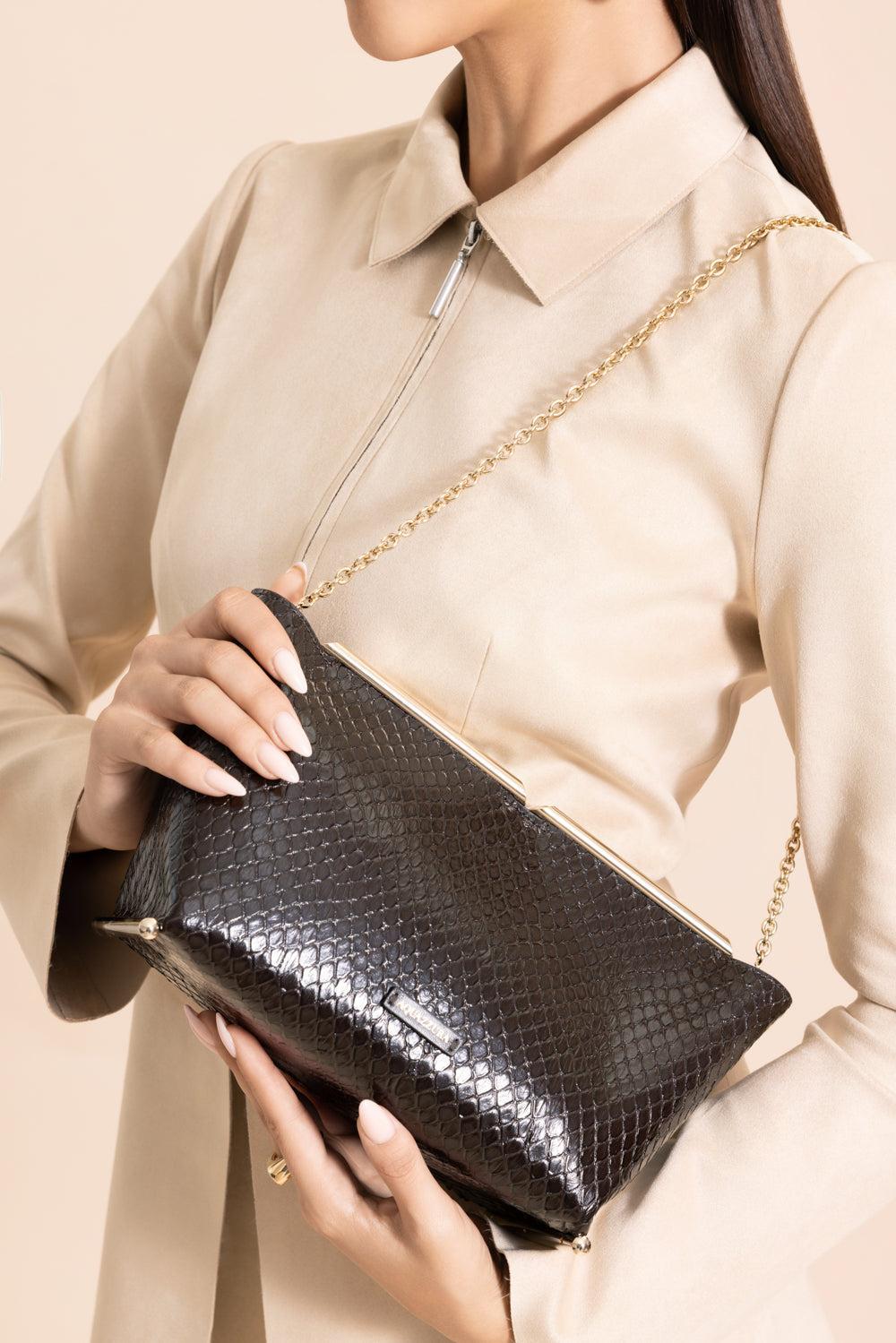 Galerie Clutch - Espresso Light Gold-BROWN-HANDBAGCLUTCHES-AQUAZZURA