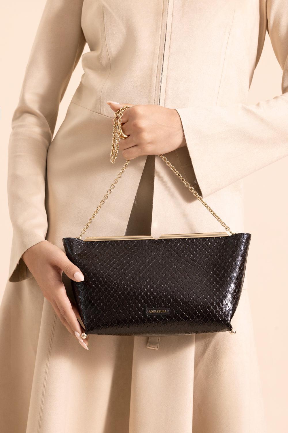 Galerie Clutch - Espresso Light Gold-BROWN-HANDBAGCLUTCHES-AQUAZZURA