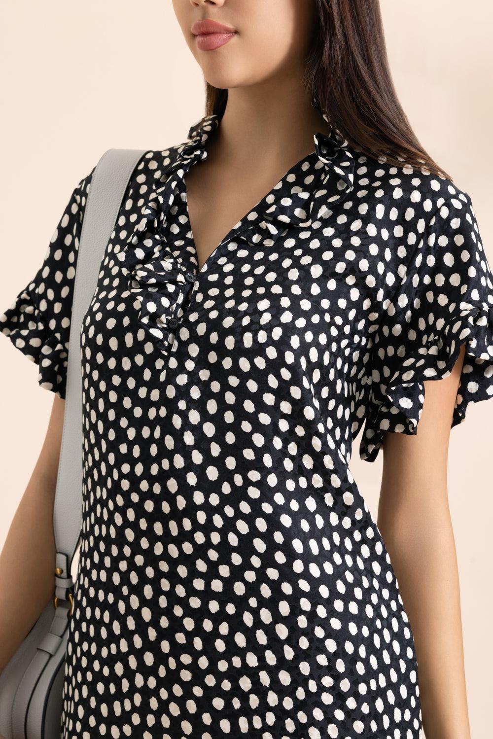 Silk Mini Ruffle Dress-ANIMAL-36-CLOTHINGDRESSCASUAL-CHLOÉ