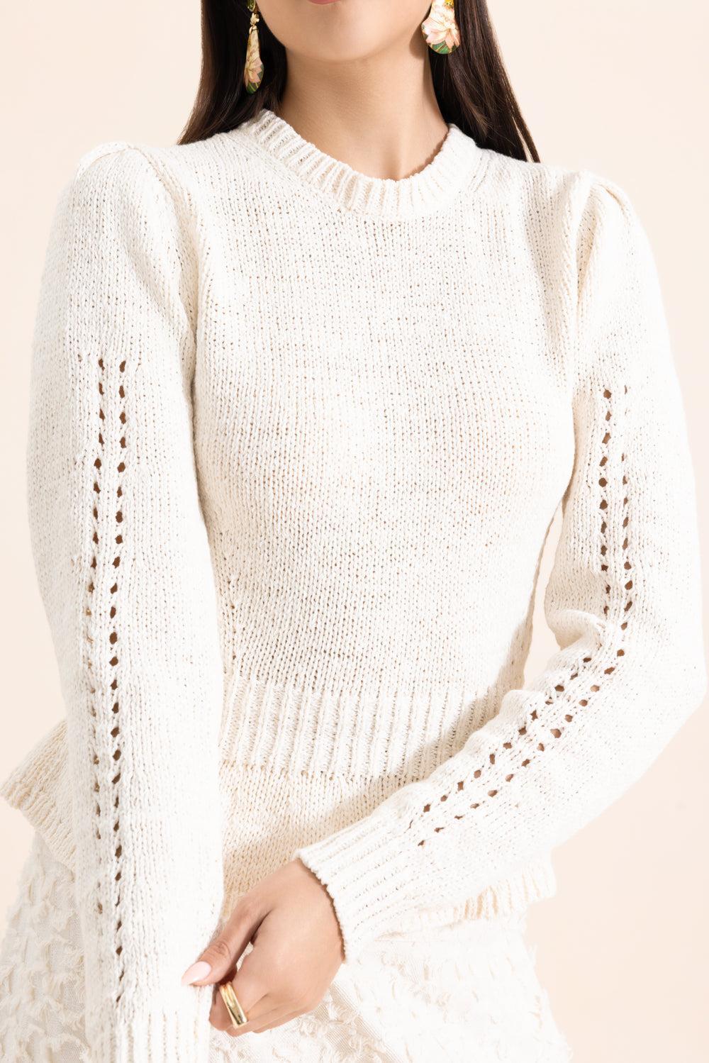 Aurelie Peplum Pullover-CREAM-P-CLOTHINGTOPBLOUSE-ULLA JOHNSON