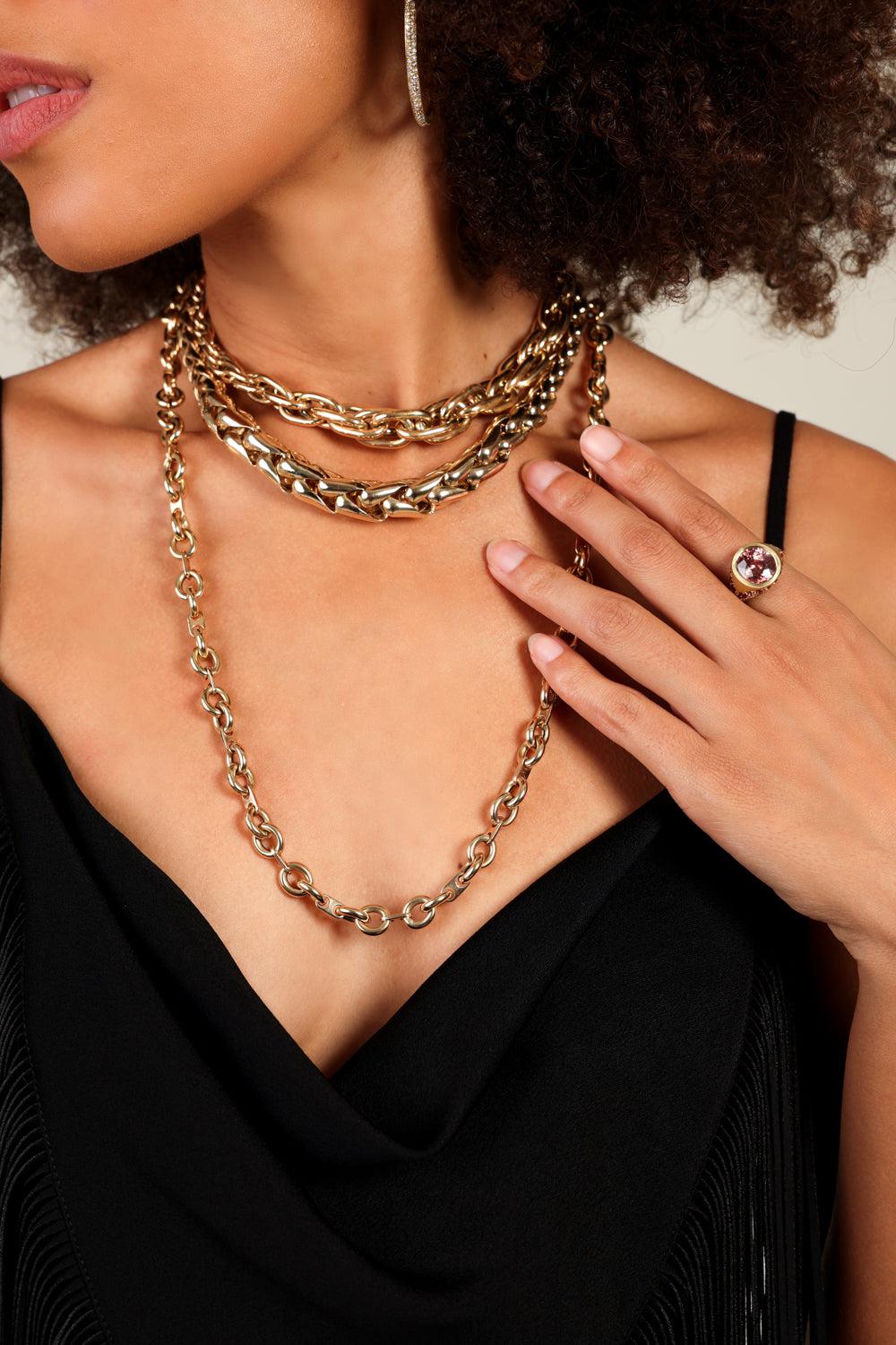 LR2 - Small Links Necklace-YELLOW GOLD-JEWELRYFINE JEWELNECKLACE O-LAUREN RUBINSKI