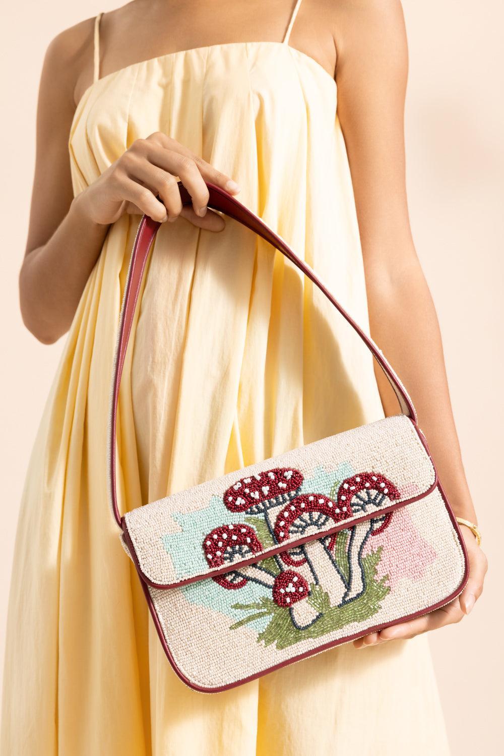 Tommy Beaded Bag - Mushroom Tea-BROWN-HANDBAGTOP HANDLE-STAUD