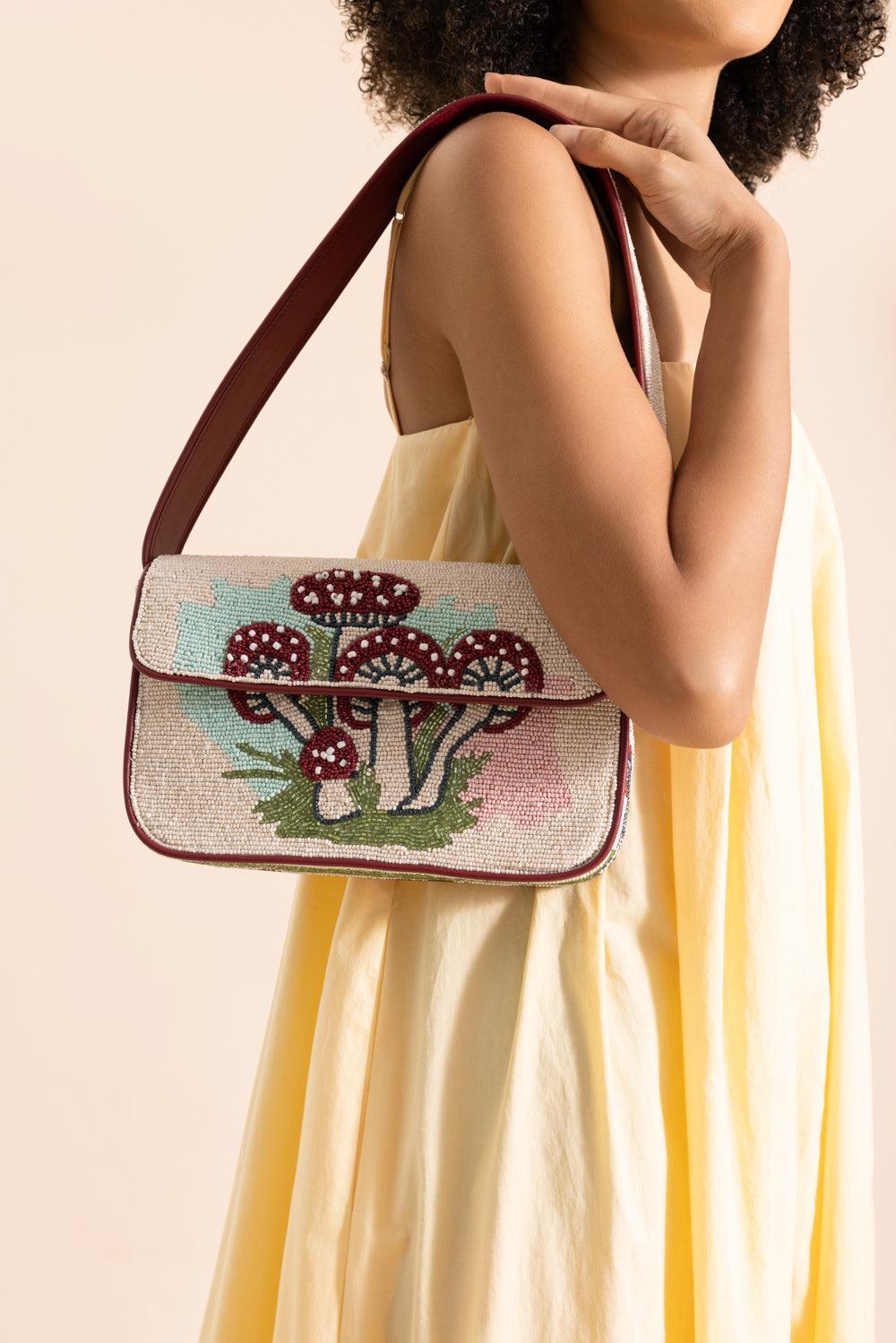 Tommy Beaded Bag - Mushroom Tea-BROWN-HANDBAGTOP HANDLE-STAUD