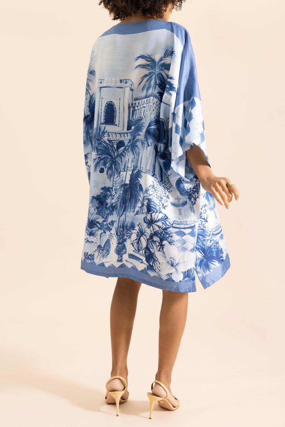 Printed Kaftan - Roma Blue-ROMA BLU-O/S-CLOTHINGTOPPONCHO-RANI ARABELLA