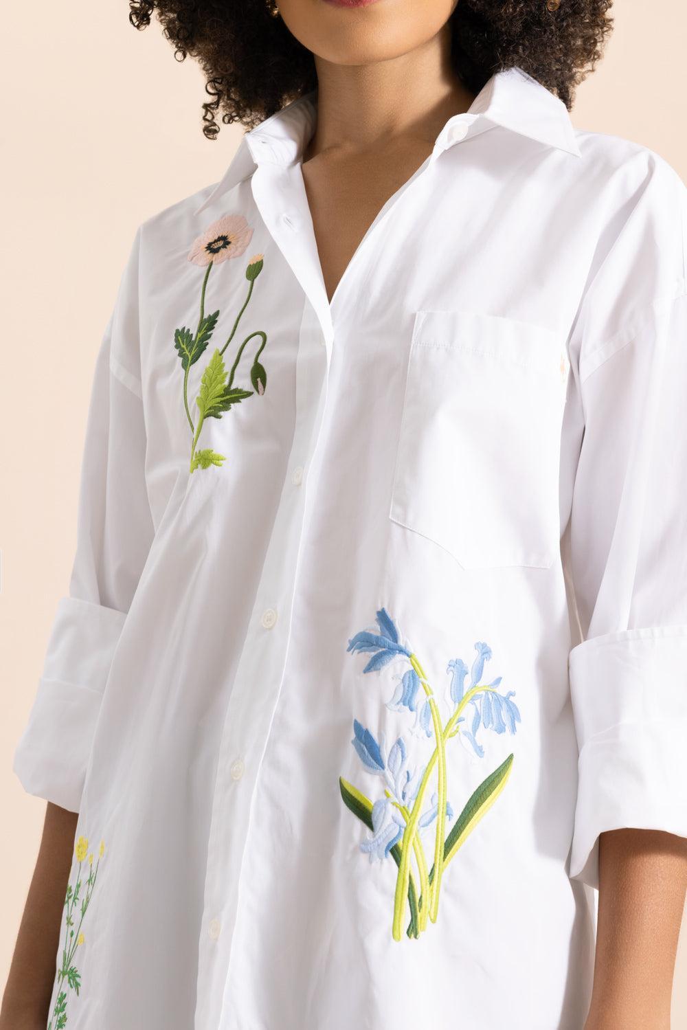Flower Embroidered Shirt-PURE WHT-36-CLOTHINGTOPBLOUSE-STELLA MCCARTNEY