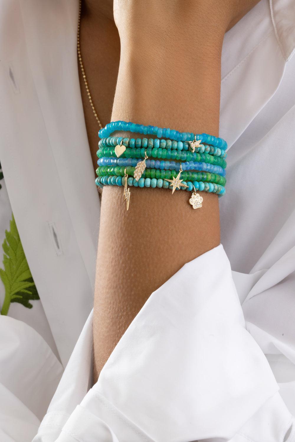 Blue Opal Small Starburst Charm Bracelet-YELLOW GOLD-JEWELRYFINE JEWELBRACELET O-SYDNEY EVAN