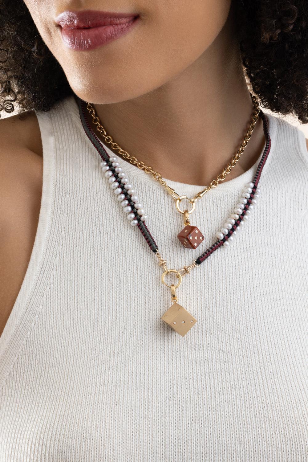 Pearl Grey Burgundy Ica Mauli Necklace-YELLOW GOLD-50-JEWELRYFINE JEWELNECKLACE O-MARIE LICHTENBERG